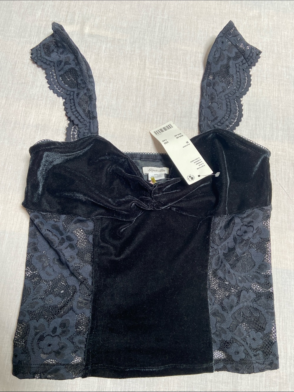 Kimchi Black Lana Velvet and Lace Tank Top New - Picture 10 of 10